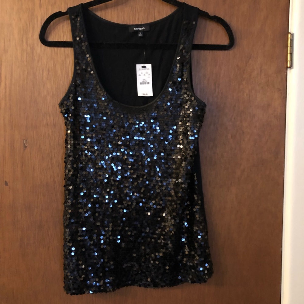 Express Black Sequined Tank